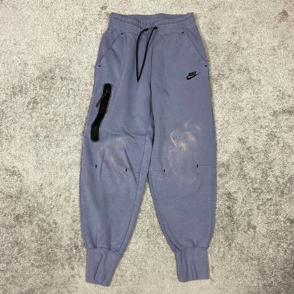 Nike Tech Jogger Womens XS Purple Sportswear Fleece Pants Distressed